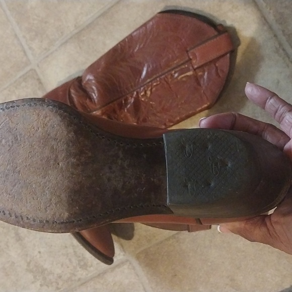 Justin Women Brown Leather Western Heeled Cowboy Boots Size 5.5 - Picture 6 of 9